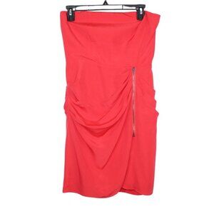 Gianni Bini womens dress size 4 red strapless mini zipper ruched stretch party